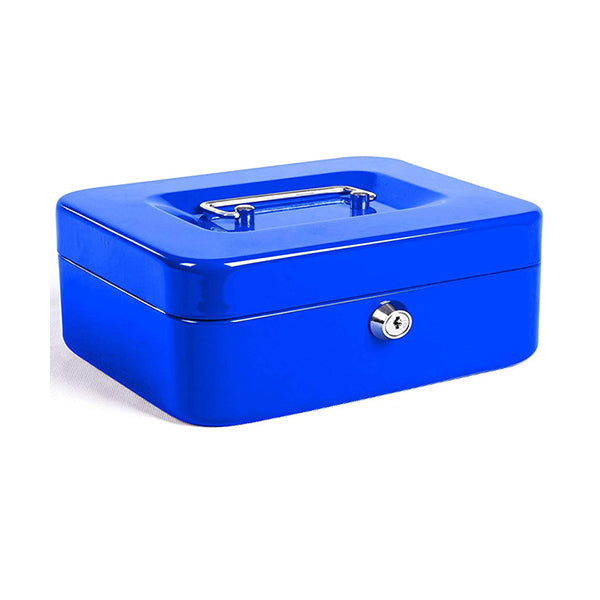 Mobileleb Filing & Organization Blue / Brand New Box Safe Metal Lock Savings Bank (L24 X W30 X H9) Cm - 10737