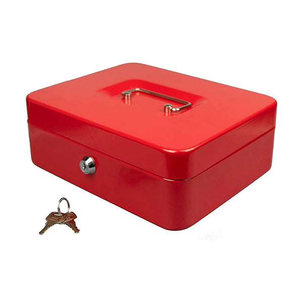 Mobileleb Filing & Organization Red / Brand New Box Safe Metal Lock Savings Bank (L25 X W18 X H9) Cm - 10736