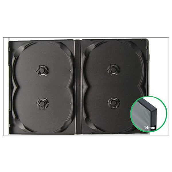 Mobileleb Filing & Organization Black / Brand New Case DVD Quadruple Sided 14 mm - M79