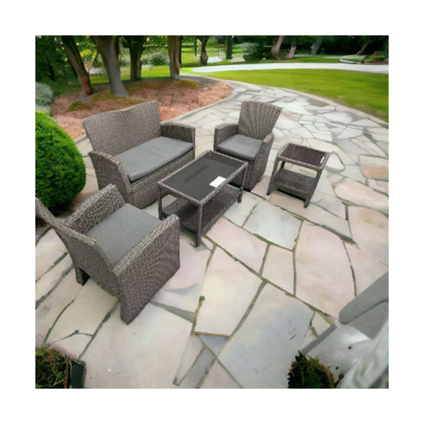 Mobileleb Furniture Sets Grey / Brand New 5 Pcs Garden Patio Furniture Set with Cushions - 2023-CD3