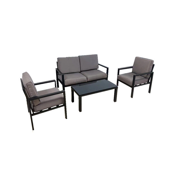 Mobileleb Furniture Sets Black / Brand New Aluminum 4 Pcs Seating Group with Sunbrella Cushions - 2023-CD1