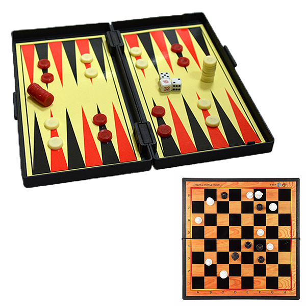 Mobileleb Games Black / Brand New Plastic Folding Chess, Checkers & Backgammon Magnetic Board