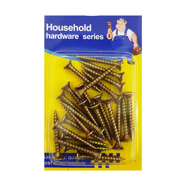 Mobileleb Hardware Accessories Yellow / Brand New 24 Pcs/ Trim Head Screws, Yellow Zinc, 3 X 30 Mm - Dh009