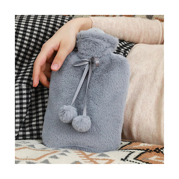 Mobileleb Health Care Grey / Brand New 2L PVC Hot Water Bottle with Fluffy Cover L32 x W20Cm - 97432
