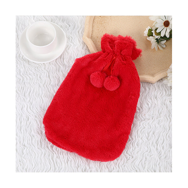 Mobileleb Health Care Red / Brand New 2L PVC Hot Water Bottle with Fluffy Cover L32 x W20Cm - 97432