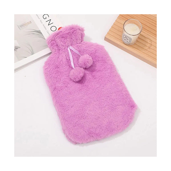 Mobileleb Health Care Purple / Brand New 2L PVC Hot Water Bottle with Fluffy Cover L32 x W20Cm - 97432