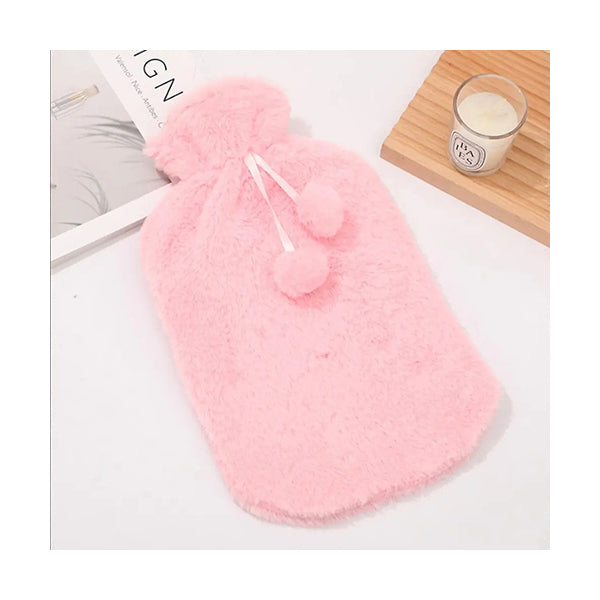 Mobileleb Health Care Pink / Brand New 2L PVC Hot Water Bottle with Fluffy Cover L32 x W20Cm - 97432