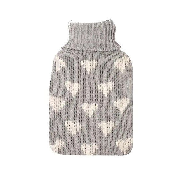 Mobileleb Health Care Grey / Brand New 2L PVC Hot Water Bottle With Heart Fluffy Cover L32 x W20Cm - 11188