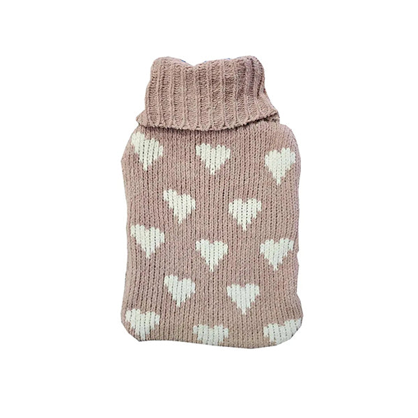 Mobileleb Health Care Beige / Brand New 2L PVC Hot Water Bottle With Heart Fluffy Cover L32 x W20Cm - 11188