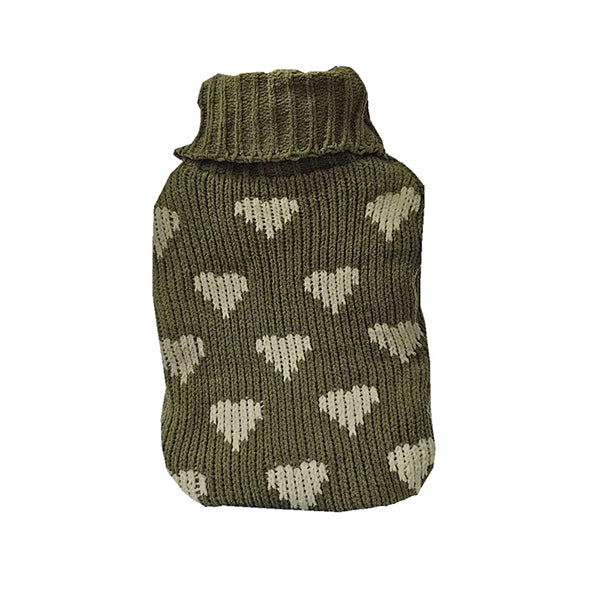 Mobileleb Health Care Dark Green / Brand New 2L PVC Hot Water Bottle With Heart Fluffy Cover L32 x W20Cm - 11188