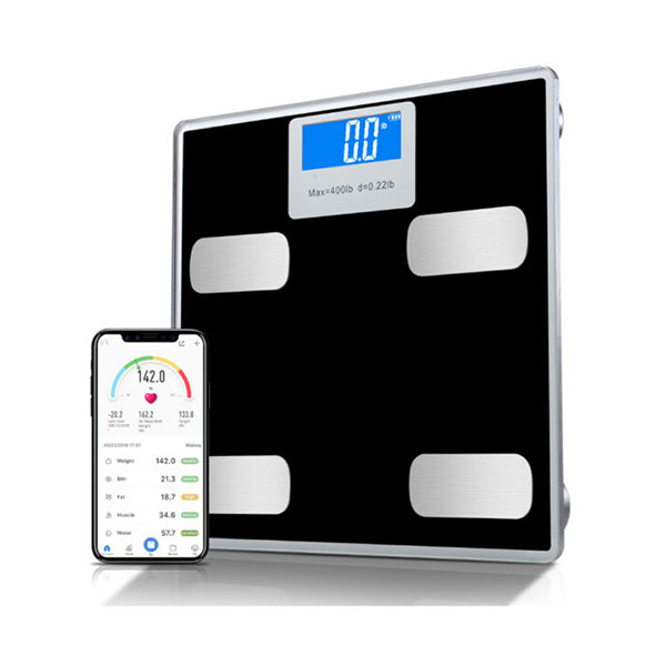 Mobileleb Health Care Black / Brand New Body Fat Electric Scales Via Your Phone Measure Your Fat, Water, Muscle, and Bone Mass - 10149