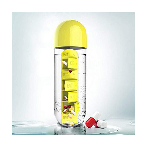 Mobileleb Health Care Yellow / Brand New Daily Pill Box Organizer with Water Bottle