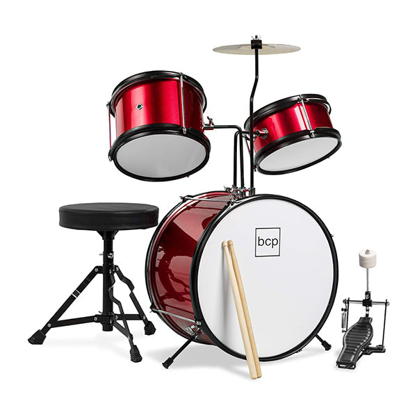 Mobileleb Hobbies & Creative Arts Red / Brand New 3 Pcs Drum Set for Kids, Kids Complete Set with Throne, Cymbal, and More