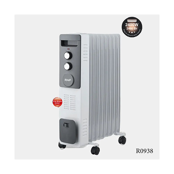Mobileleb Household Appliances Grey / Brand New RAF, Electric Oil Heater 9 Elements, 2400 W - R0938