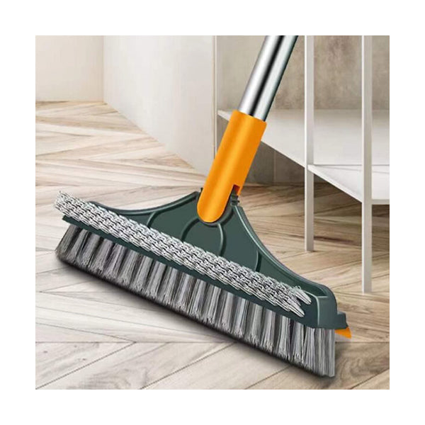 Mobileleb Household Supplies Green / Brand New 3-in-1 Floor Scrub Brush with Squeegee, Double Brush - 10852