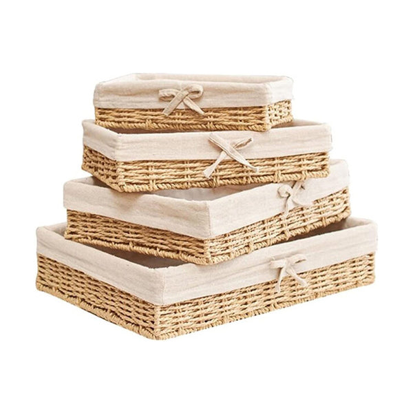 Mobileleb Household Supplies Beige / Brand New 4 Pcs Storage Basket Rattan - 10959