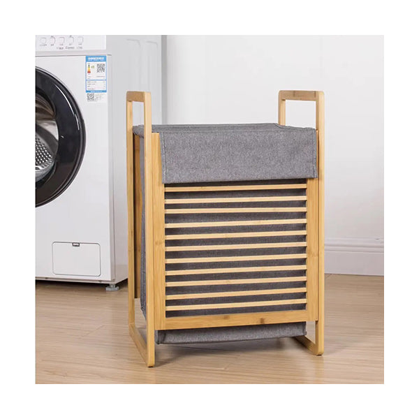 Mobileleb Household Supplies Grey / Brand New Bamboo Laundry Basket with Grey Bag - 11896