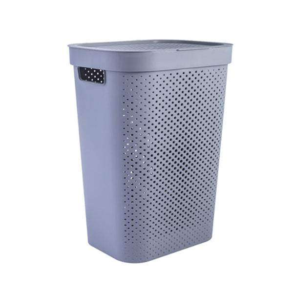 Mobileleb Household Supplies Grey / Brand New Deluxe Plastic Laundry Basket With Lid - Size Large - 96863