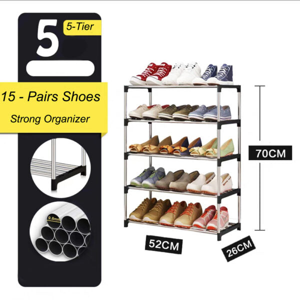 Mobileleb Household Supplies Silver / Brand New Heavy Duty Shoe Organizer Rack - 5 Shelves