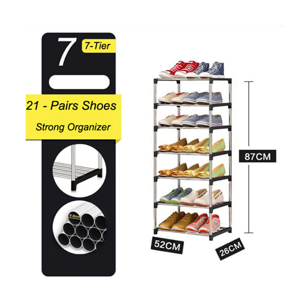 Mobileleb Household Supplies Silver / Brand New Heavy Duty Shoe Organizer Rack - 7 Shelves