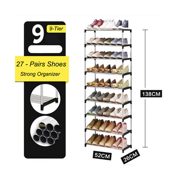 Mobileleb Household Supplies Silver / Brand New Heavy Duty Shoe Organizer Rack - 9 Shelves
