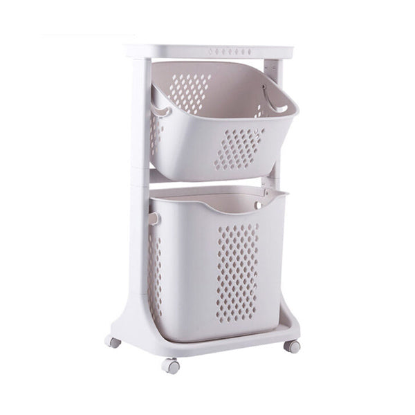 Mobileleb Household Supplies Beige / Brand New Laundry basket, household storage basket - Size 2 Layers - 96103