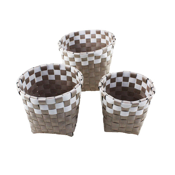 Mobileleb Household Supplies Beige / Brand New Organizing Bathroom Round Baskets Set of 3 Pcs - 95179