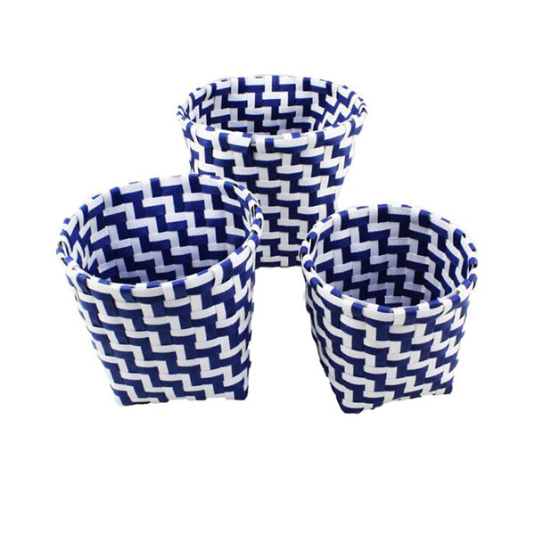 Mobileleb Household Supplies Navy / Brand New Organizing Bathroom Round Baskets Set of 3 Pcs - 95179
