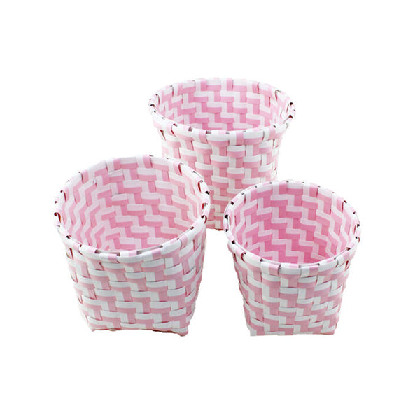 Mobileleb Household Supplies Pink / Brand New Organizing Bathroom Round Baskets Set of 3 Pcs - 95179