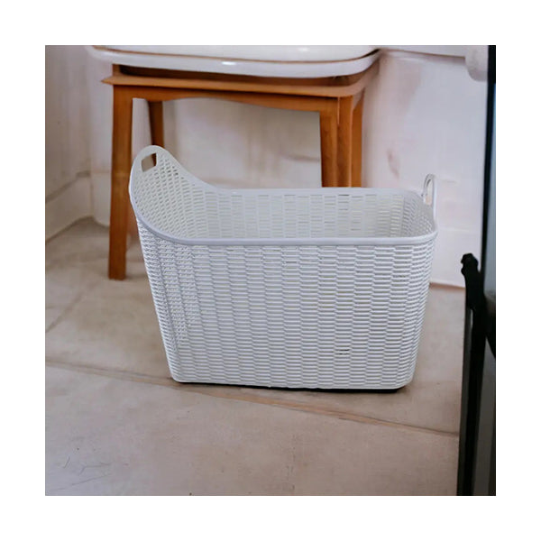 Mobileleb Household Supplies White / Brand New Short Flexible Laundry Basket with Handles - 11758