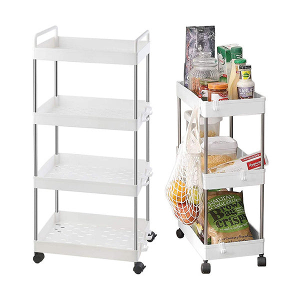 Mobileleb Household Supplies White / Brand New Wide Storage Cart, Rolling Storage Cart - 2 Tier - 94786