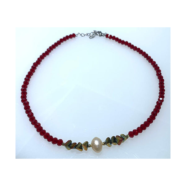 Mobileleb Jewelry Red / Brand New Crystal Beaded Choker Necklace for Women - Cryiaik4X