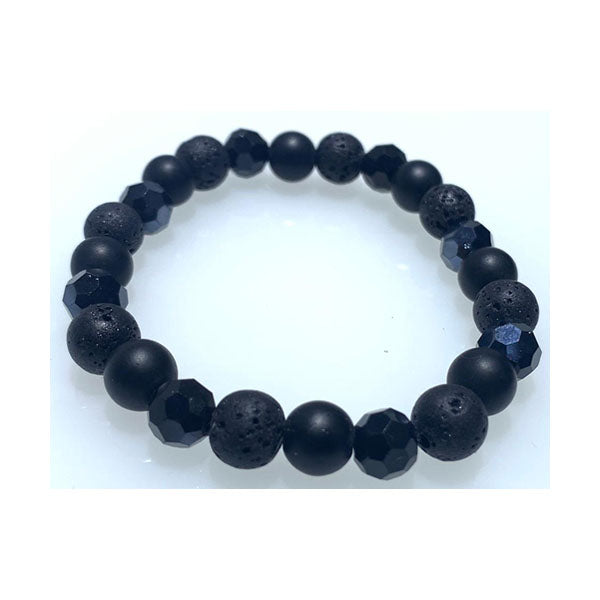 Mobileleb Jewelry Black / Brand New Lava Stone Bead Bracelets Stretch, Round Shape for Unisex - LaviqZupw