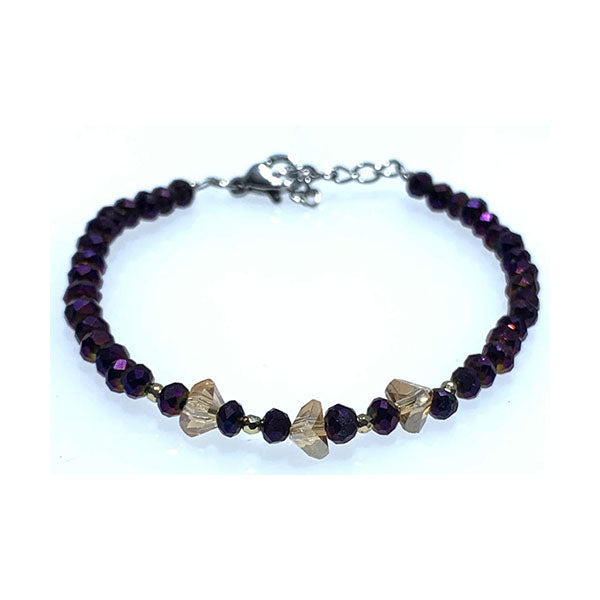 Mobileleb Jewelry Black/purple / Brand New Sparkley Crystal Bracelet with Stainless Steel for Women - SpaxyWl5r