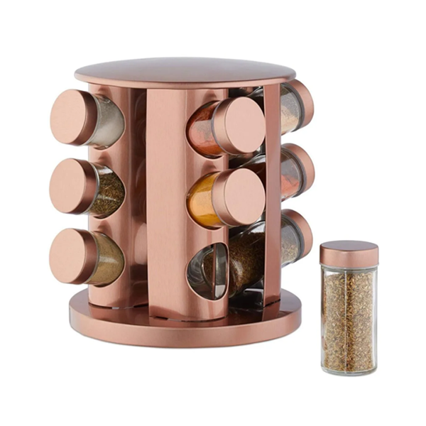 Mobileleb Kitchen & Dining Copper / Brand New 12 Spice Jars Spice Carousel Stainless Steel 360° Rotatable - 10523