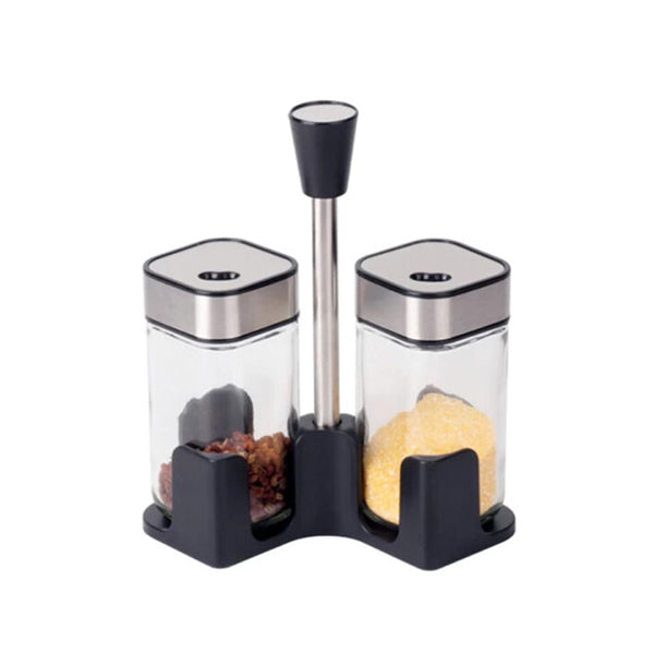 Mobileleb Kitchen & Dining Silver / Brand New 2-Piece Salt and Pepper Shakers Set With Stand - 10507