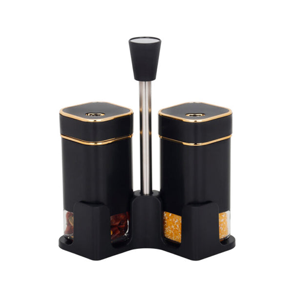 Mobileleb Kitchen & Dining Black / Brand New 2 Pieces Salt and Pepper Shakers Set With Stand - 10510