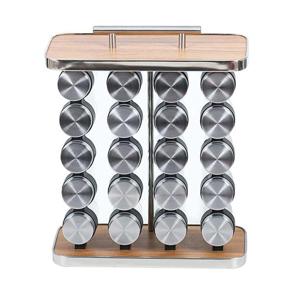 Mobileleb Kitchen & Dining Silver / Brand New 20-JARS Stainless Steel Wood Grain Spice Rack