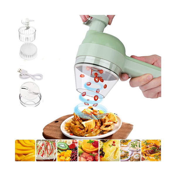 Mobileleb Kitchen & Dining Green / Brand New 4 in 1 Handheld Electric Vegetable Cutter Set