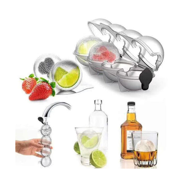 Mobileleb Kitchen & Dining Transparent / Brand New 4 Large Ice Ball Maker Cube - 96408