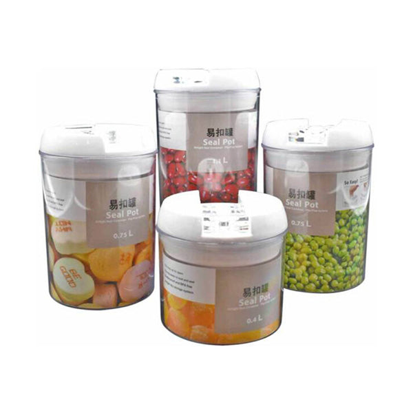 Mobileleb Kitchen & Dining White / Brand New 4 Pcs Set, Easy Lock Food Storage Round Shape - 89162