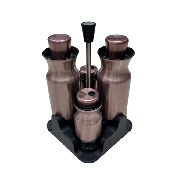 Mobileleb Kitchen & Dining Bronze / Brand New 4-Piece Stainless Steel Salt And Pepper Shakers+Oil And Vinegar Cruets - 10515