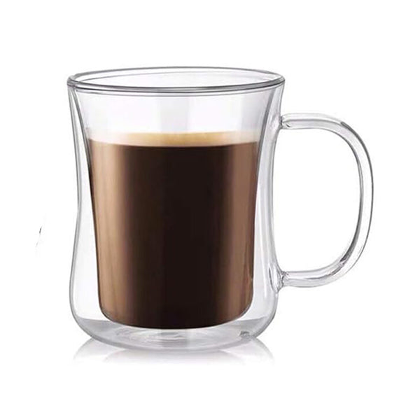 Mobileleb Kitchen & Dining Transparent / Brand New 400ml Latte Double Wall Cappuccino Glasses (D9.5 X H12) CM - 10997