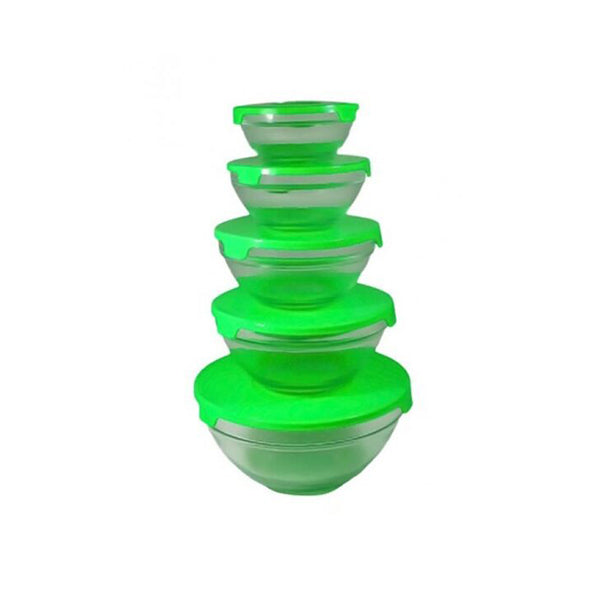 Mobileleb Kitchen & Dining Green / Brand New 5pcs Glass Bowl Set - 93101
