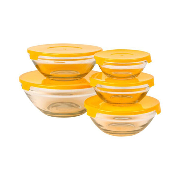 Mobileleb Kitchen & Dining Yellow / Brand New 5pcs Glass Bowl Set - 93101