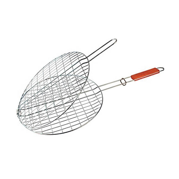 Mobileleb Kitchen & Dining Silver / Brand New BBQ Net, Barbecue, Picnic, Stainless Steel, Wooden Handle, Rounded Shape - 13411