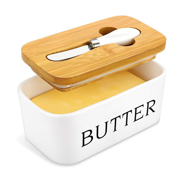 Mobileleb Kitchen & Dining White / Brand New Butter & Cheese Storage Box with Knife - 10327