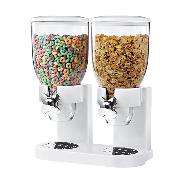 Mobileleb Kitchen & Dining White / Brand New Cereal & Dry Food Dispenser, Double - 95103