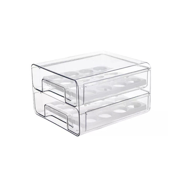 Mobileleb Kitchen & Dining Transparent / Brand New Double Layer Egg Storage Box JS-8771 - 97957
