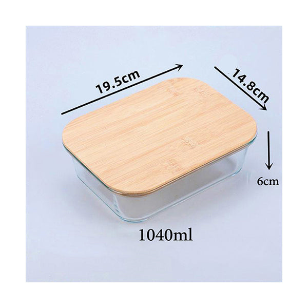 Mobileleb Kitchen & Dining Brand New / 1040ML Food Storage Container Glass with Bamboo Lid - 10406, Available in Many Sizes